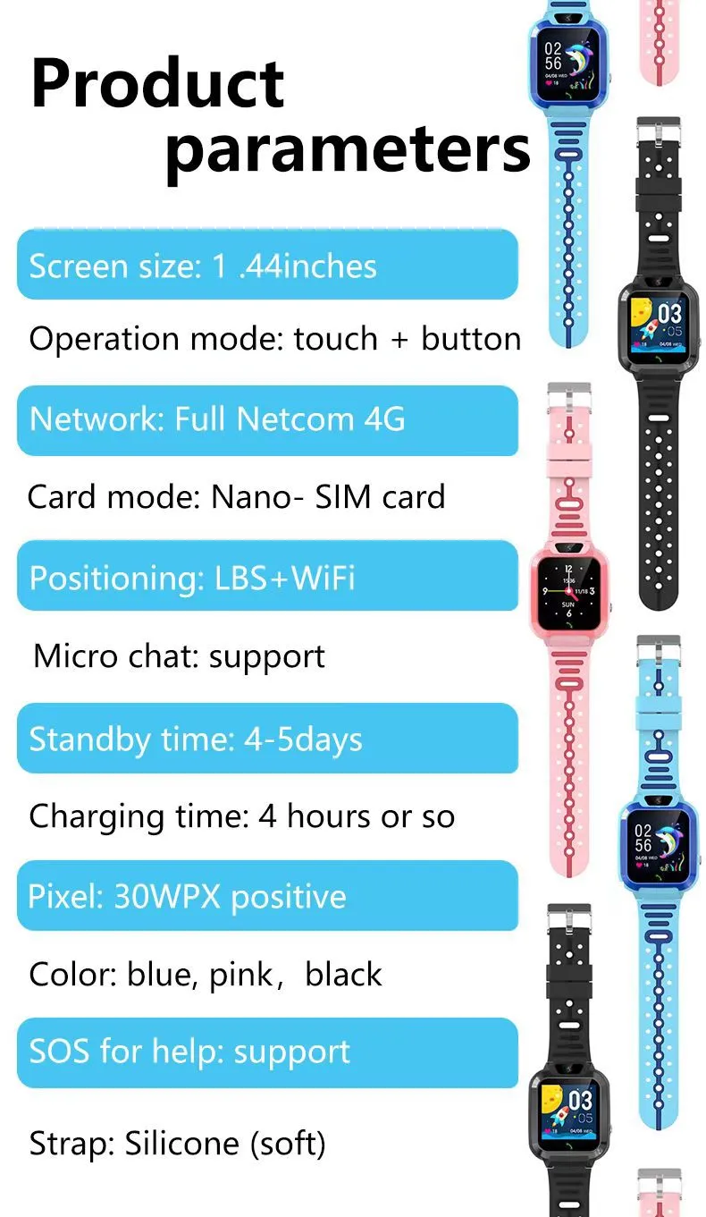 Kids Smart Watch With GPS Tracker, Camera, Touchscreen & Multi-Language Support – Water-Resistant, Two-Way Calling, Parental Controls_voghion.com