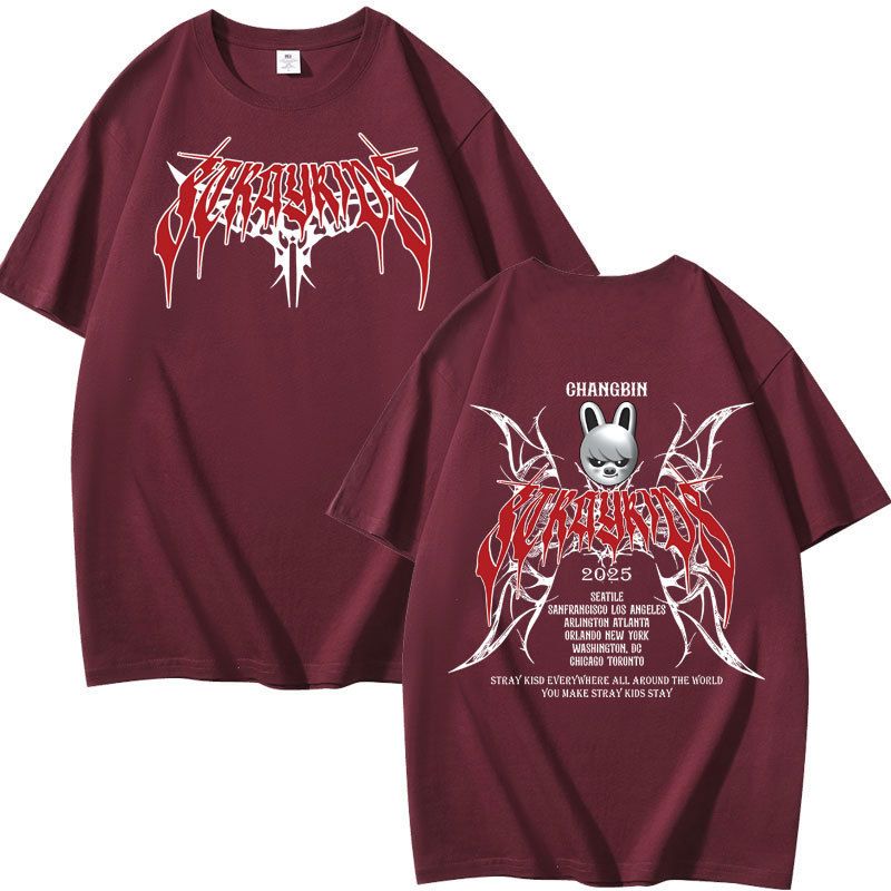Men's Clothing Stray Kids Dominate 2025 Peripheral Combination Peripheral Printing Summer Short Sleeved T Shirt Pure Cotton Loose_voghion.com