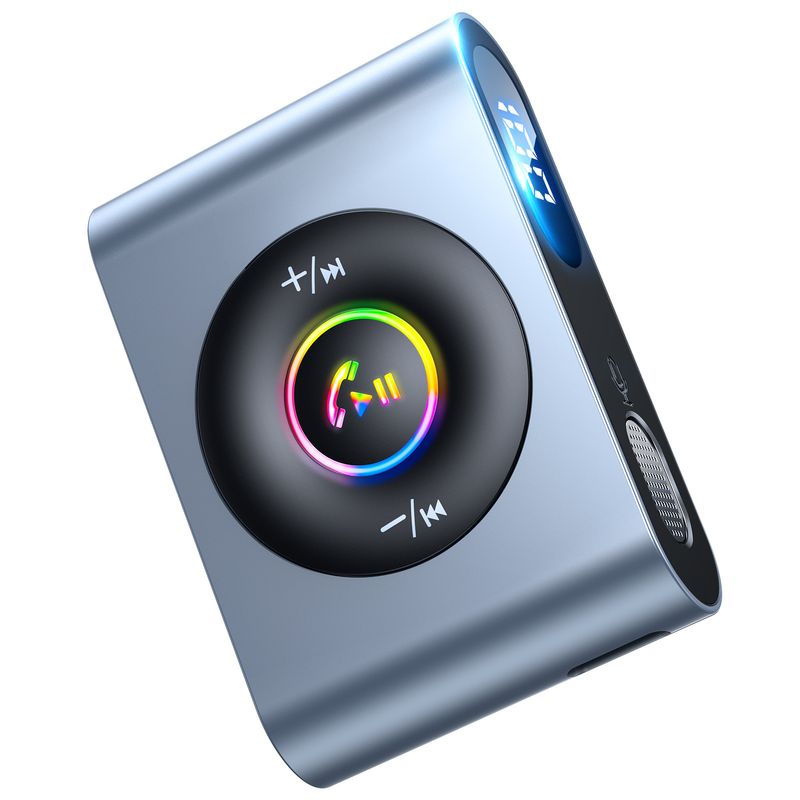 Bluetooth 5.3 Autoadapter, Mikrofon und LED-Digitalanzeige, 3,5 mm AUX, magnetischer Metall-Drahtlos-Audioempfänger für Auto/Heim-Stereoanlage_voghion.com