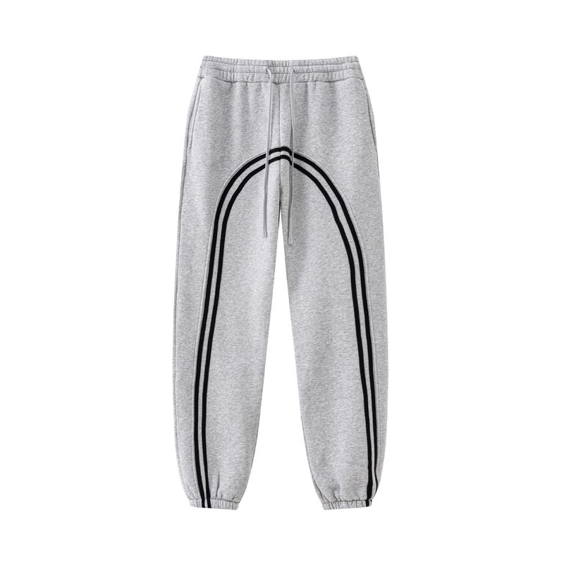 Freizeithose mit hoher Taille und weitem Bein aus Stretchmaterial – bequeme Loungehose aus weicher Baumwollmischung für Damen, Grau und Schwarz_voghion.com