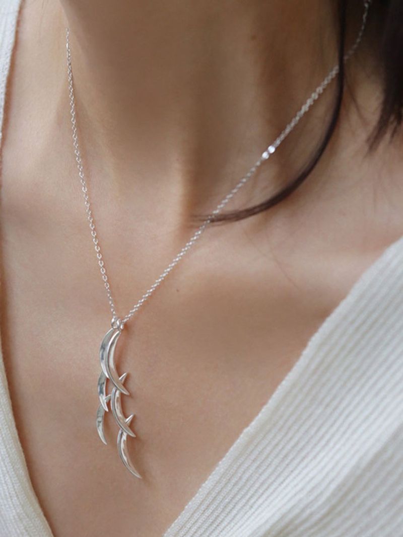 VENUS Sterling Sier Moon Design Necklace Tassel Versatile Fashion Retro Jewelry Birthday Gift Wholesale_voghion.com