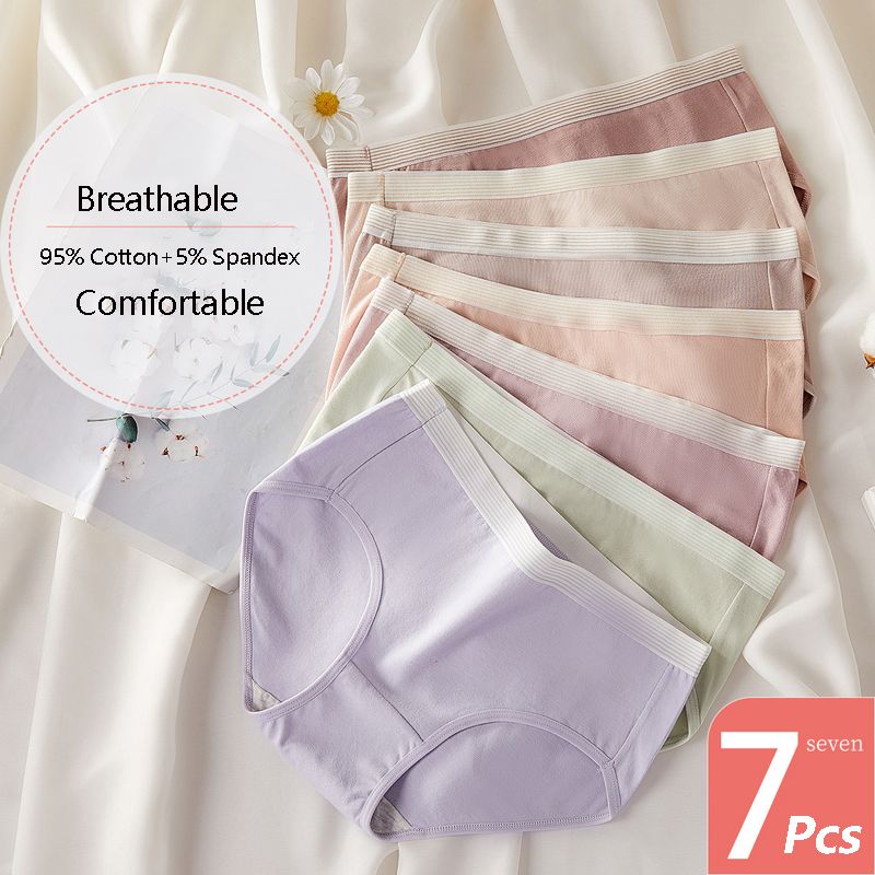 Mutandine da donna in puro cotone 7 pezzi biancheria intima morbida belle ragazze giovani slip traspiranti mutande da donna sexy femminili_voghion.com