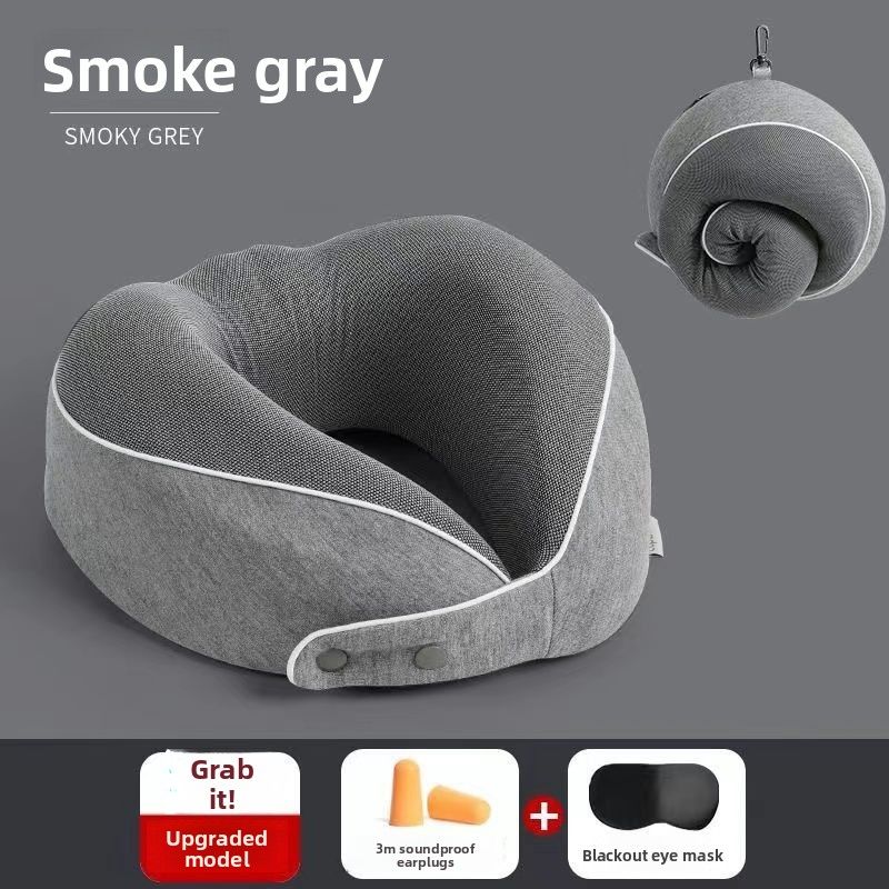 Slow Rebound Travel Portable Multifunctional Airplane Sleep Neck Support Memory Foam U-Shaped Pillow_voghion.com