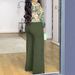 Women's Clothing printed V neck shirt wide leg pants two piece suit_voghion.com