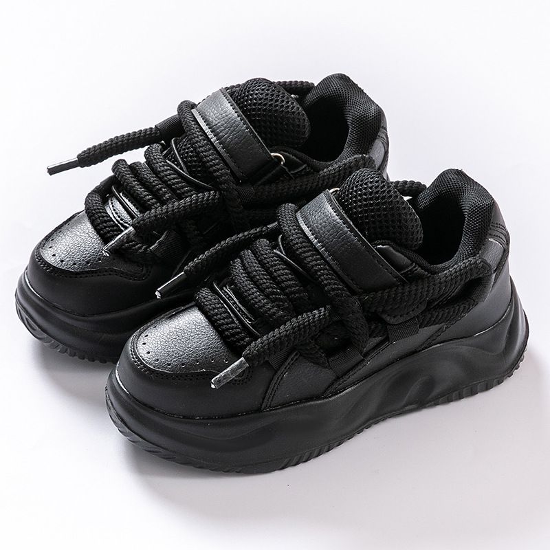 Kid's Clothing Children's sports shoes 2024 spring new leather soft bottom girls' sneakers for children's fashionable thick bottom sports shoes_voghion.com