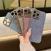 Glitter Water Flow Pattern Leather Sticker Phone Case For Iphone 16E 16 Pro Max 15 14 13 Plating Camera Lens Protection_voghion.com