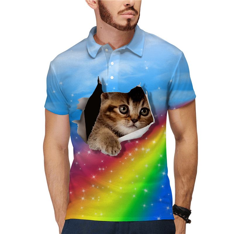 Polo da uomo a maniche corte polo con bottoni risvolto abbigliamento estivo strada moda casual nuova T-shirt da uomo_voghion.com