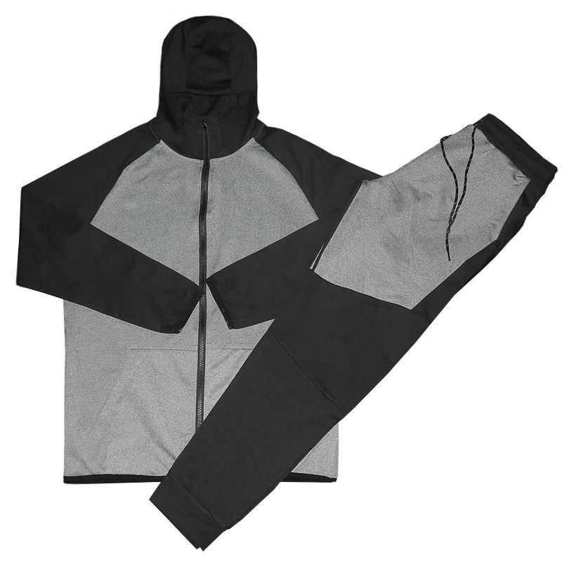 Herrenbekleidung Frühling und Herbst Kapuzenjacke Lose Jacke Rousers Ing Conras Farbe Langarm Herren Sportbekleidung Casual_voghion.com