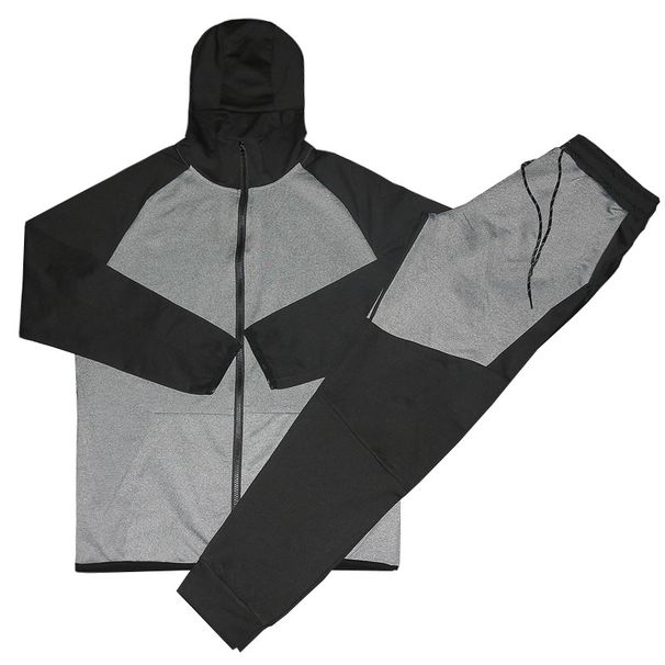 Herrenbekleidung Frühling und Herbst Kapuzenjacke Lose Jacke Rousers Ing Conras Farbe Langarm Herren Sportbekleidung Casual_voghion.com