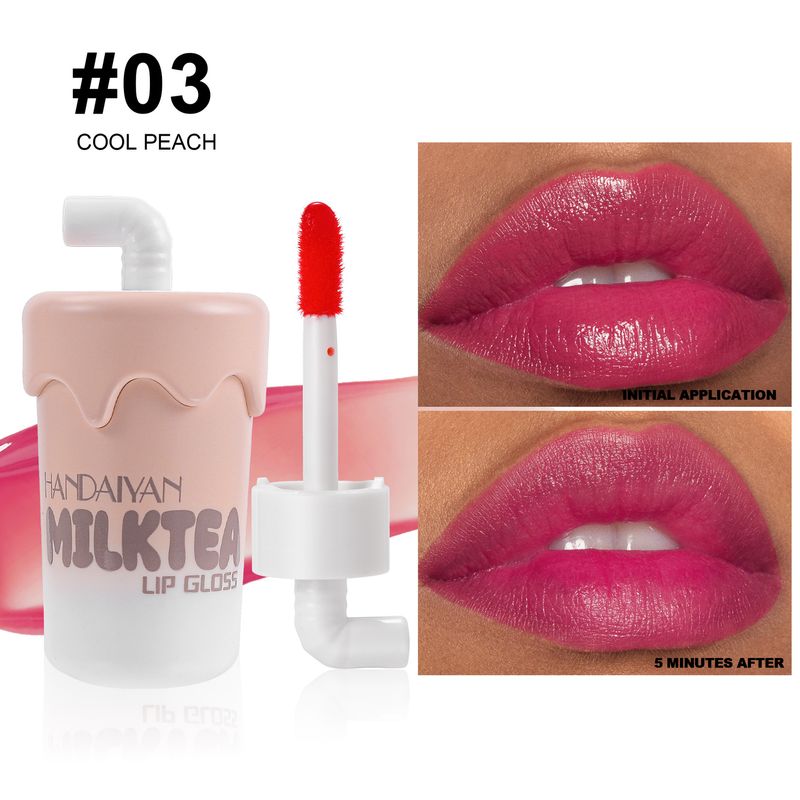 HANDAIYAN 6 - Color Milk Tea Cup Lip Gloss Set, Non - Stick Cup, Moisturizing & Matte, Dual - Use For Lips And Cheeks_voghion.com