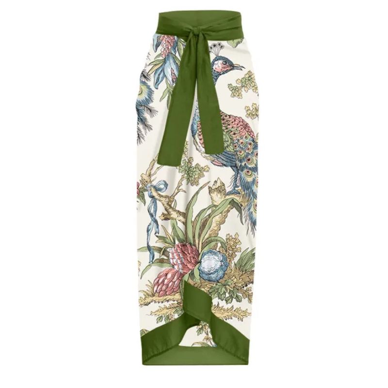 2025 New Peacock Tie Vacation Beach Bikini Printed One-Piece Swimsuit For Women_voghion.com
