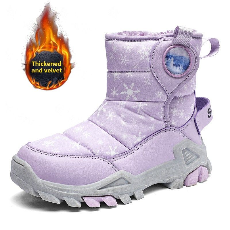 Children's snow boots Boys' snow boots Girls' cotton shoes piled and thickened_voghion.com