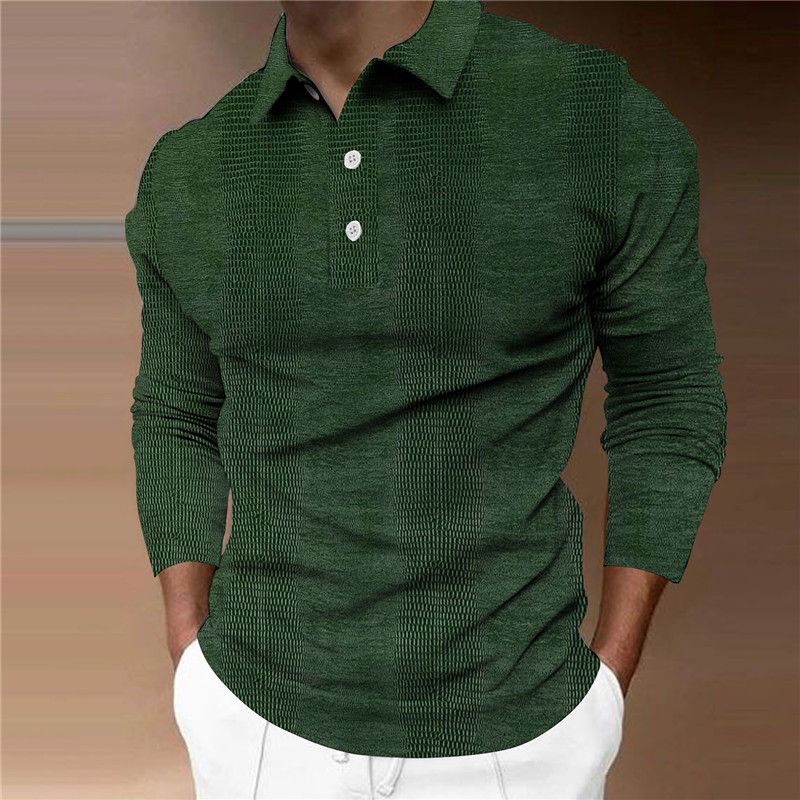 Spring and Autumn men's high street 3D stitching print casual long-sleeved Polo shirt men's fashion Polo shirt_voghion.com