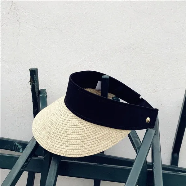 Cappelli estivi da donna, moda 2024, con visiera pieghevole, con parte superiore vuota, per esterni, da spiaggia e mare, a tesa larga, regolabili._voghion.com
