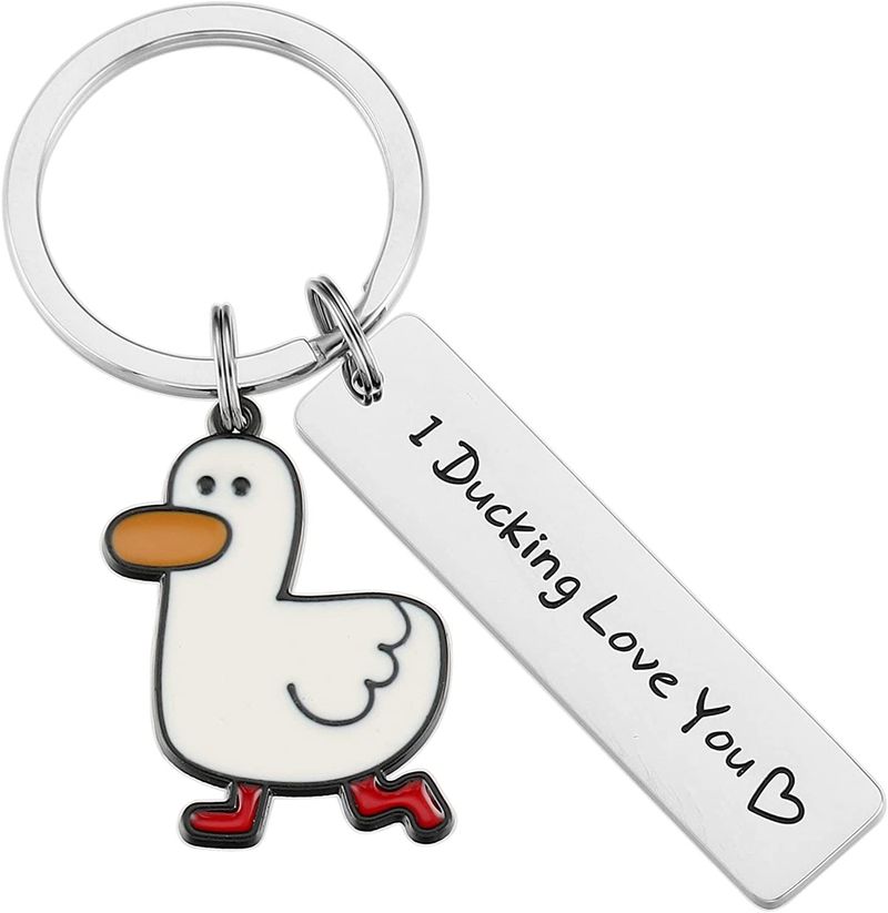 Niedliche Haustier-Ente, Edelstahl-Schlüsselanhänger, kreativer kleiner Enten-Schlüsselanhänger, Studenten-Rucksack-Anhänger_voghion.com