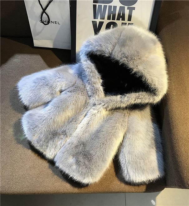 Casaco infantil de algodão para outono e inverno, modelo coreano, com capuz de pele sintética de vison, para meninos e meninas. Suéter curto de lã para bebês._voghion.com