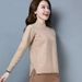 【 Famiglia Cashmere 】 Maglione da donna in maglia spessa e larga, corto, con collo alto e base in lana, strato interno per autunno e inverno_voghion.com