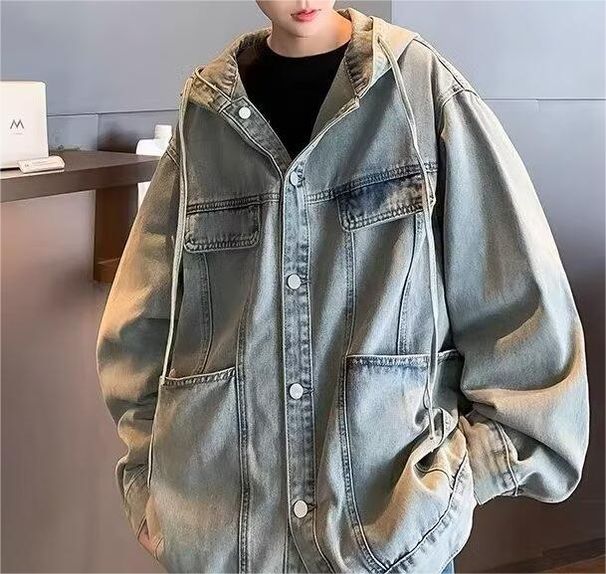 New Spring and Autumn Retro Trendy Denim Jacket for Boys, Casual Style, Versatile Fashion Jacket_voghion.com