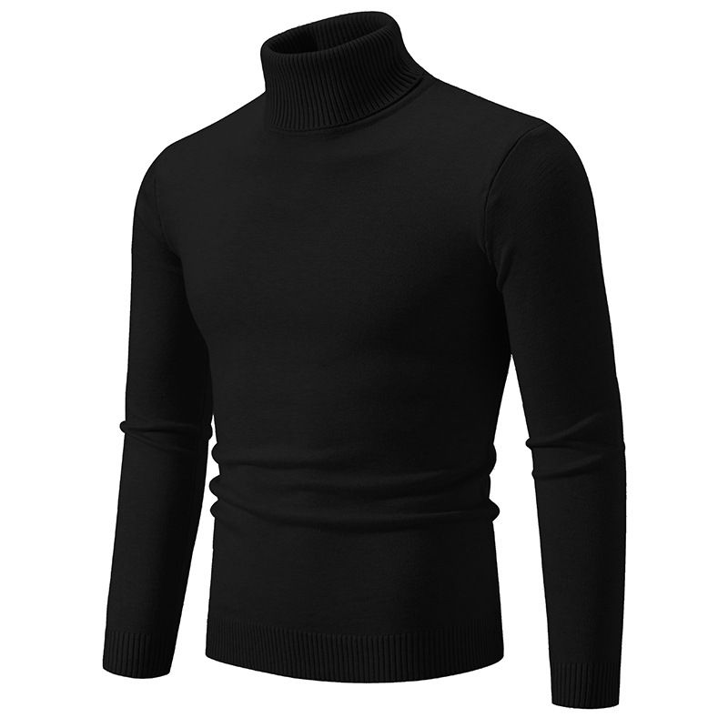 Factory one piece wholesale autumn and winter men's turtleneck sweater men's solid color pullover knitted bottoming shirt_voghion.com