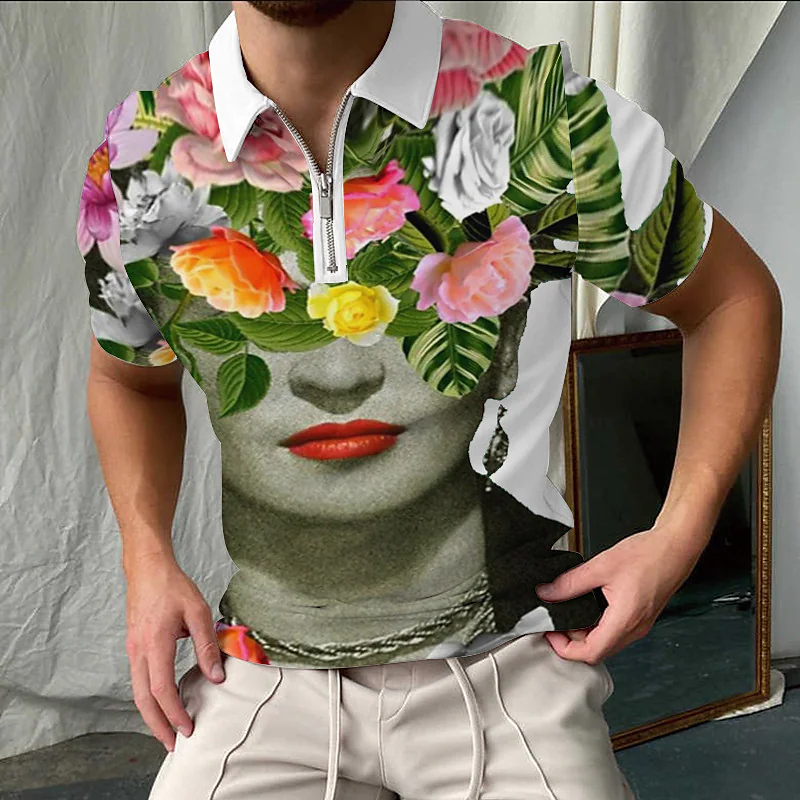 Polo Homme Gestreepte Polo T-shirts Mode Streetwear Heren Shirts Casual Harajuku Cool 3D Bedrukte Korte Mouw Tops_voghion.com