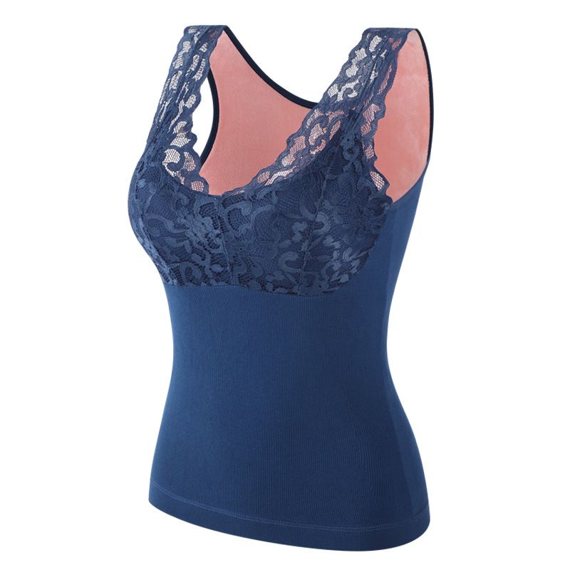 Sous-vêtement thermique sexy en dentelle pour femmes, bonnet à cravate en V, plus gilet à bascule épais en velours, modelant le corps, nouvelle collection_voghion.com
