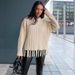 Damen-Strickpullover mit Fransen – Übergroßer, langärmliger Freizeitpullover (Beige/Schwarz/Braun, S-XL)_voghion.com