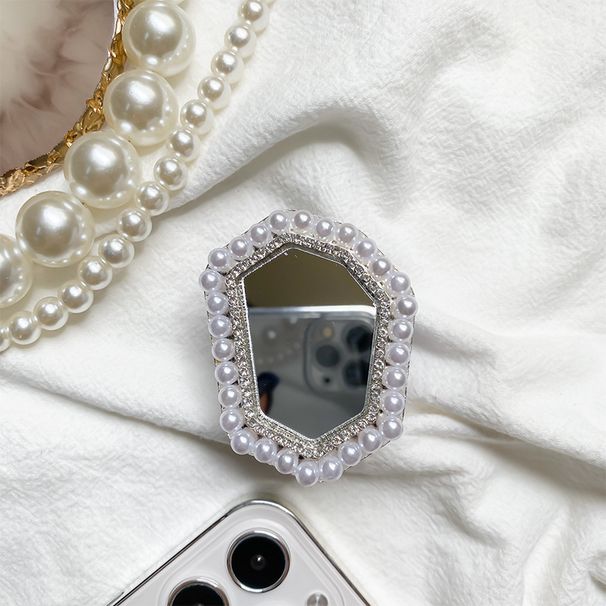 Soporte para airbag de teléfono móvil, anillo de perla, espejo de maquillaje, tipo adhesivo, soporte de escritorio retráctil, estable, nicho y_voghion.com