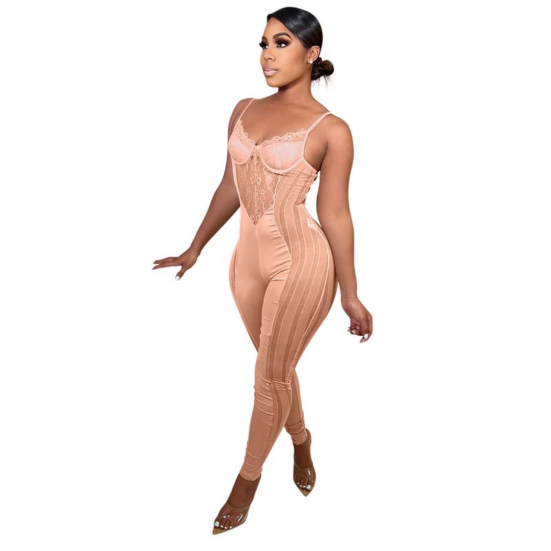 Ropa de mujer estación independiente moda Sexy suspensor versátil Color sólido mono Simple de una pieza Dropshipping_voghion.com