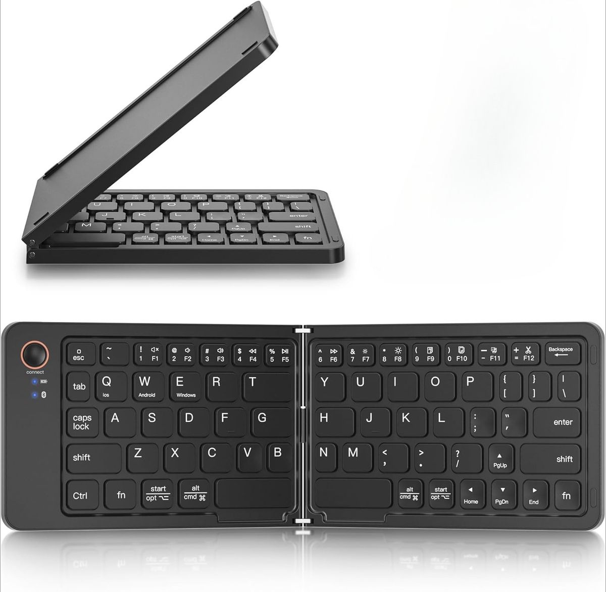 Mini tastiera portatile wireless pieghevole - Sincronizza fino a 3 dispositivi, tastiera da viaggio ultrasottile in alluminio per iPhone, iPad, Mac, Android, Windows e iOS (viola)_voghion.com