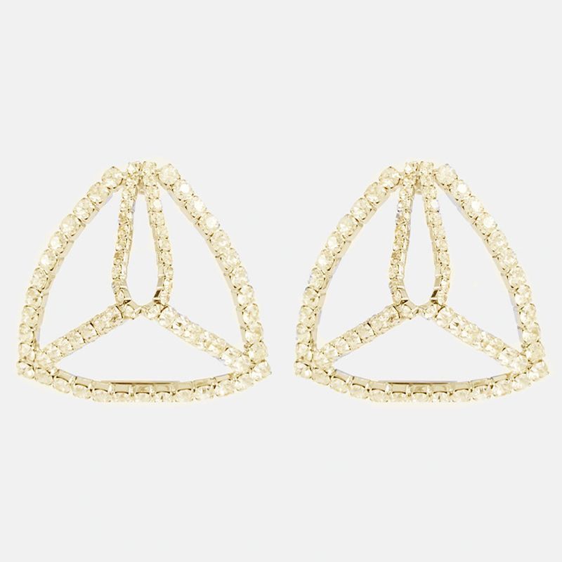 Boucles d'oreilles en strass géométriques creuses explosives, clous tridimensionnels exagérés, accessoires pour femmes_voghion.com