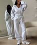 Women's Clothing Casual Hooded Sweatshirt & Drawstring Jogger Pants Set - Soft Fleece Loungewear, Comfortable Two-Piece Outfit For Fall/Winter_voghion.com
