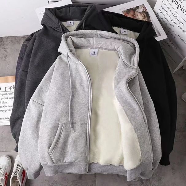 Abbigliamento da uomo autunno e inverno, felpa con cappuccio in velluto spesso, versione coreana invernale, calda e ampia, stile da studente, alla moda, stile da coppia_voghion.com