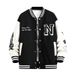 Men's Streetwear Baseball Jacket – Oversized Unisex Varsity Coat With Print & Ribbed Hem (S-3XL, Black/Blue/Green/White)_voghion.com