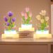 Lámpara de noche con tulipán con impresión UV - Lámpara LED decorativa de 20 cm con luz blanca cálida_voghion.com