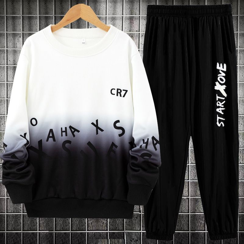 Teenage and guys 2024 new long sleeved boys sweatshirt suit for older boys handsome two piece children's pants suit_voghion.com