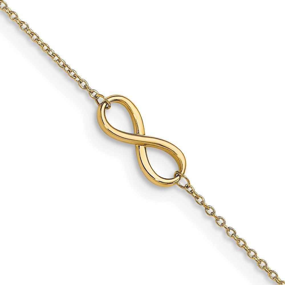 14K Polished Infinity With 1in Ext. Anklet_voghion.com