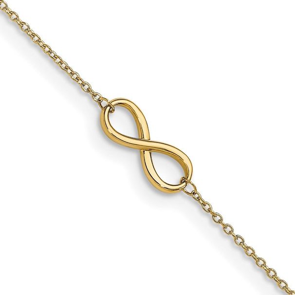 14K Polished Infinity With 1in Ext. Anklet_voghion.com
