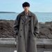 Men's Long Wool Coat – Korean Style Oversized Trench Coat With Notched Lapel & Side Pockets, Winter Warm Overcoat_voghion.com