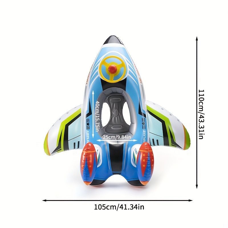 1 anillo de natación inflable, diseño en forma de cohete, anillo flotante de material de PVC_voghion.com