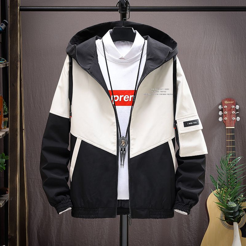 Men's Hong Kong Style Velvet Thickened Jacket Korean Version Large Size Splicing Color Matching Loose Trend Casual Tooling Top_voghion.com