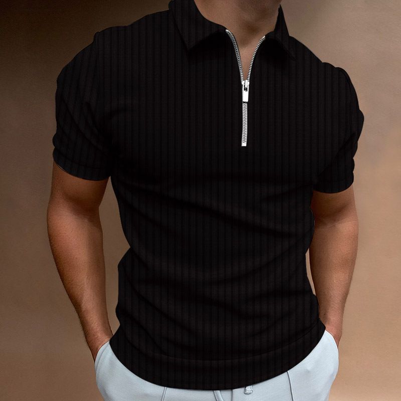 Europees en Amerikaans lente- en zomerpoloshirt met rits voor heren_voghion.com