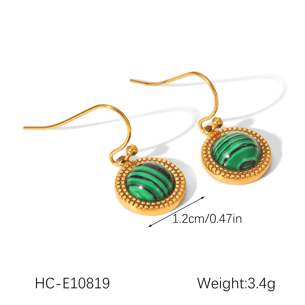 Huangchao 1 collana in malachite o 1 braccialetto o 2 orecchini per donna, gioielli di moda in acciaio inossidabile placcato oro 18 carati_voghion.com
