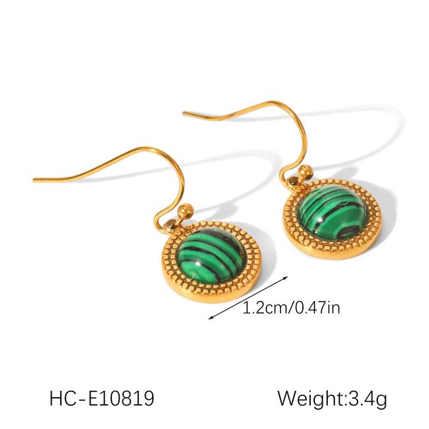 Huangchao 1 collana in malachite o 1 braccialetto o 2 orecchini per donna, gioielli di moda in acciaio inossidabile placcato oro 18 carati_voghion.com