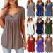 Stylish Womens Summer Short Sleeve Blouse In Vibrant Colors Plus Tunic Size Casual_voghion.com