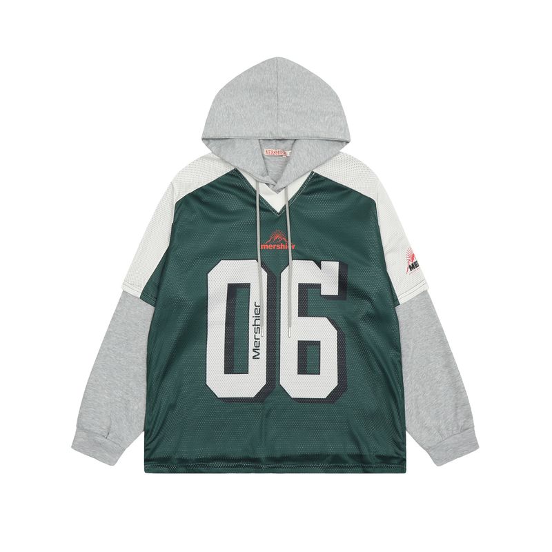 Abbigliamento maschile autunno e inverno nuovo jersey alla moda felpa con cappuccio due pezzi con cuciture a contrasto colore felpa con cappuccio_voghion.com