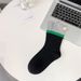 2025d Korean For Women Color Block Heel Letter Fabric Label Casual Cotton Slouch Mid-Calf College Style Long Socks_voghion.com