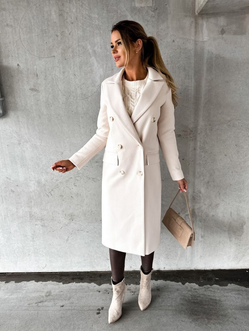 Autumn And Winter Fashionable Simple Long-sleeved Double-breasted Woolen Coat For Women_voghion.com