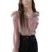 Korean Chic 2024 Spring/Summer New Style Loose Fungal Edge Strap Gentle and Sweet Temperament Purple Top Shirt_voghion.com