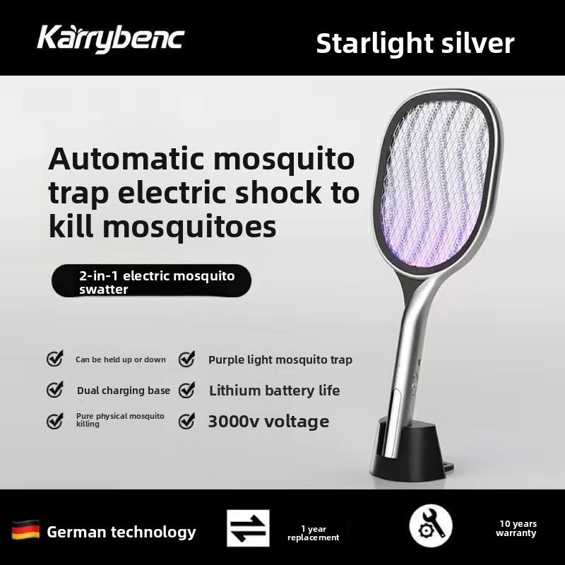 German New Electric Swatter Rechargeable Household Powerful Killer Lamp Two-in-One Automatic Mosquito Trap Fly Repellent_voghion.com