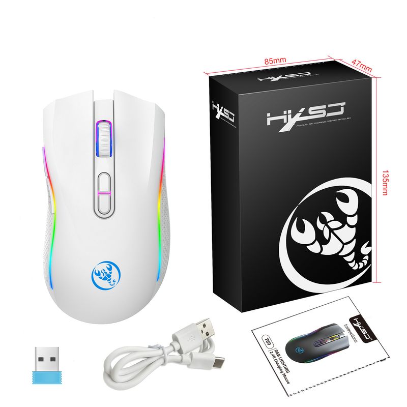 T69 2.4G RGB Luminous Wireless TYPE-C Rechargeable Interface 7 Buttons Gaming Mouse_voghion.com